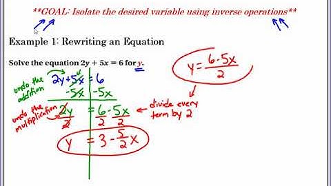Pre Algebra 1.4 - Rewriting Equations and Formulas