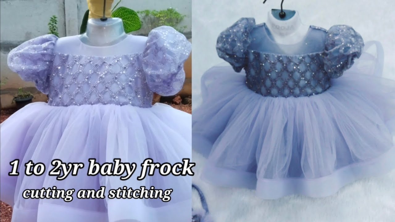 beautiful baby frock cutting and stitching/tullu pom pom baby frock  stitching/one year baby frock - YouTube