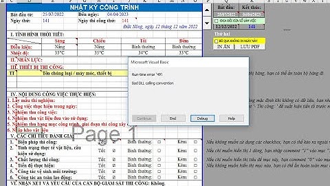 Nâng cấp mẫu Nhật ký thi công theo phần mềm QLCL GXD phiên bản mới khắc phục lỗi runtime error 49
