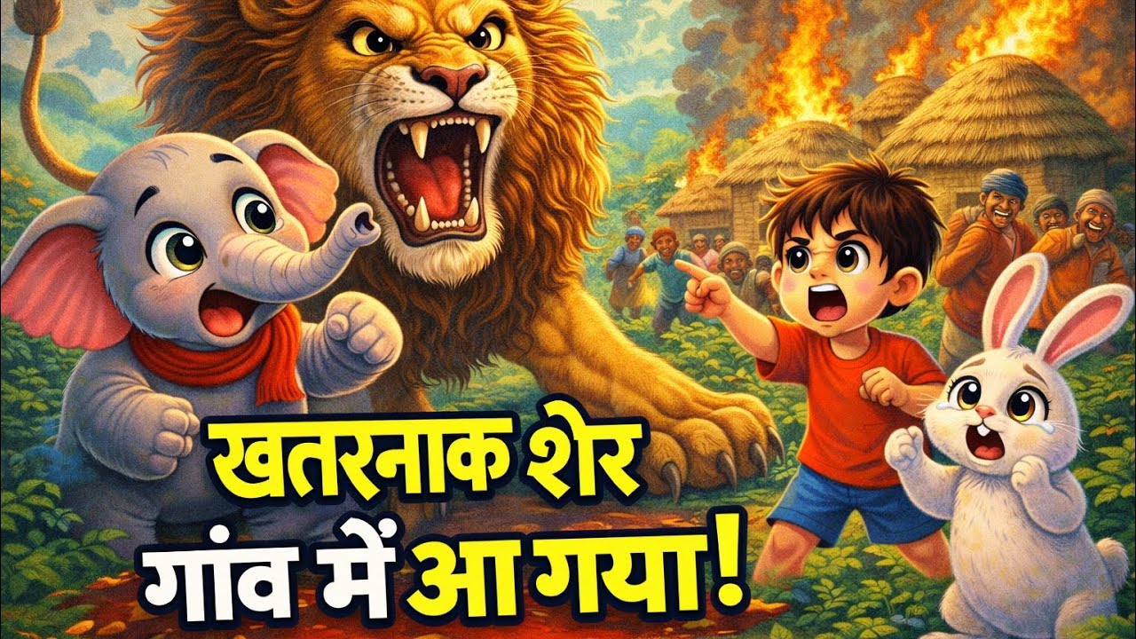 खतरनाक शेर गाँव में आ गया! 🦁 | Chintu Elephant Saved Village | Kids Story Hindi