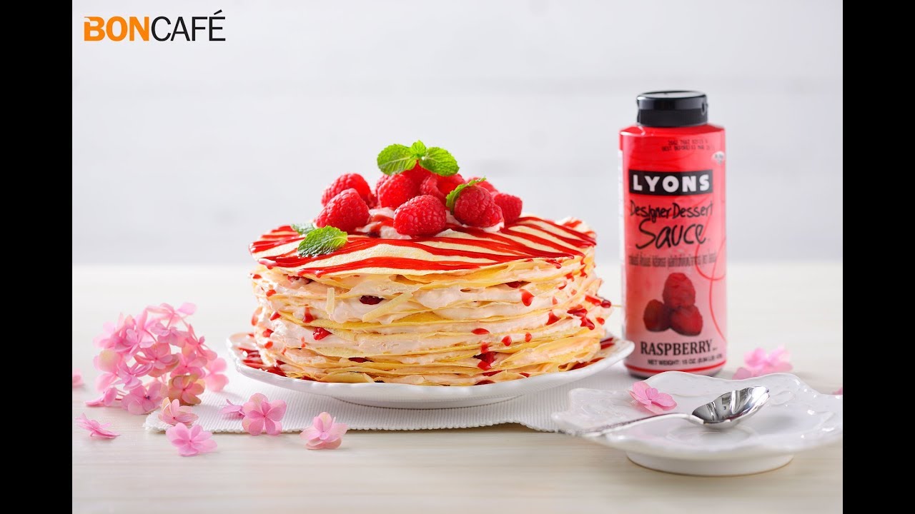 Lyons Raspberry Sauce เครปเค้กราสเบอร์รี่ จาก Lyons Designer Dessert Sauce - YouTube