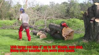 Milwaukee M18 12Ah battery charge time vs. work done with chainsaw.