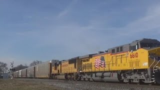 Famous UP 4983 Leads Auto Rack/Stack Train, Terre Haute, IN Profile