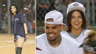 Kendall And Kylie Jenner Coach Opposing Teams At Chris Brown's Charity Kickball Game [2014] screenshot 3