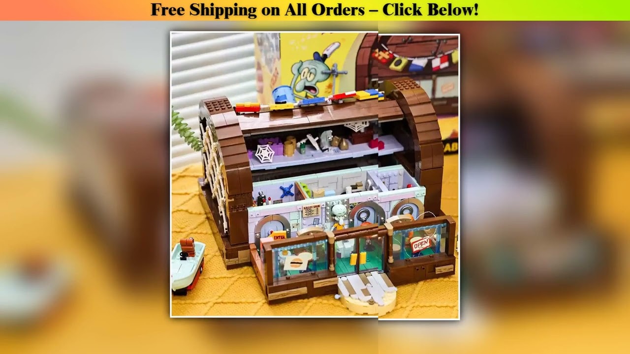 Spongebob Krusty Krab Area-X Building Blocks Set Interactive Brick Toy Burger Restaurant Model