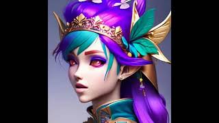 Stunning Digital Art Portrait of an Elegant Elf Queen with Purple Hair