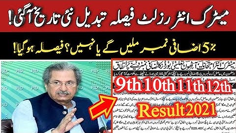 Matric & Intermediate result 2021 decision change - 10th result 2021 - result 12th class 2021