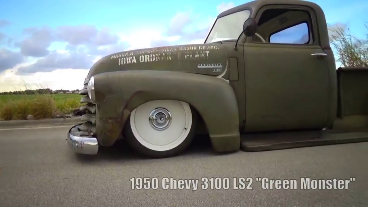 Retired Military 1950 Chevy 3100, Ratrod Patina, Bagged, Air Ride, Ride Tech, LS2