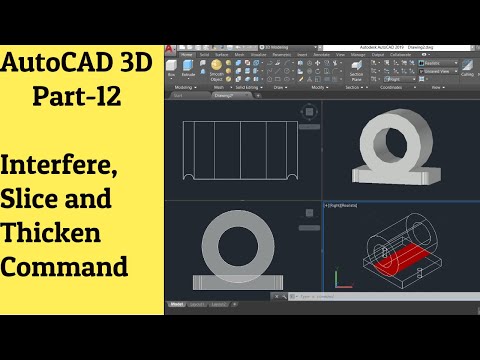 #12 AutoCAD 3D Tutorial - Interfere, Slice & Thicken Commands
