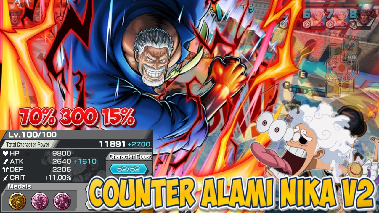 Gameplay Monkey D. Garp Full Boost 52/52 + Full Damage | Counter Nika v2 - One Piece Bounty Rush