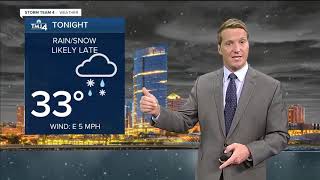 Rain, snow showers move in around midnight