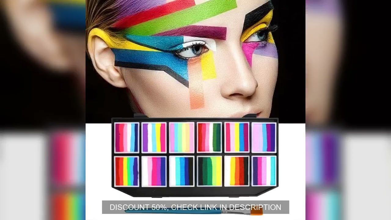 12 Colours Water-Soluble Rainbow Palette Children's Face Body Paint, Halloween Stage Makeup Body Pai