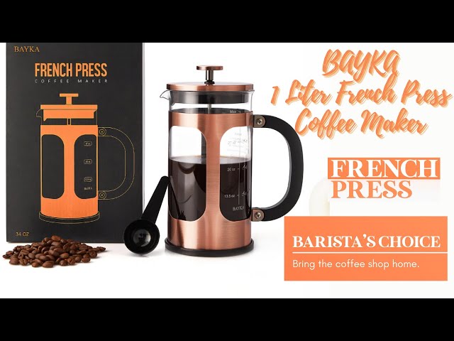 French Press Coffee Maker, 50 oz, Silver, Bayka