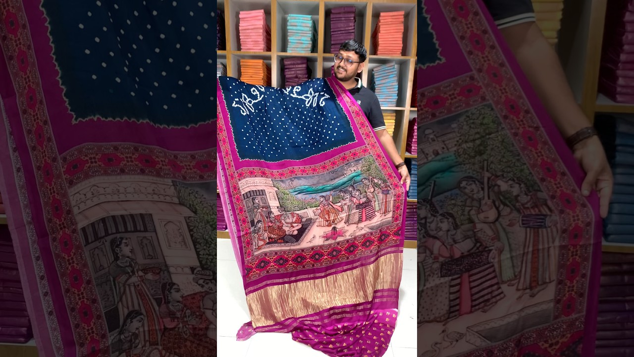 Pure Modal Silk Nakshi Pallu & Ajrakh Border Saree