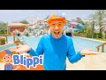 Blippi Makes a Splash at a Waterpark | Blippi | Trick or Treat | Spooky Halloween Stories For Kids