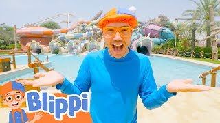 Blippi Makes a Splash at a Waterpark | Blippi | Trick or Treat | Spooky Halloween Stories For Kids
