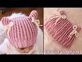 كروشيه طاقية بيبي شكل قطة لاي مقاس/ طواقي اطفال /  CROCHET CAT EAR HAT / crochet baby hat with ears