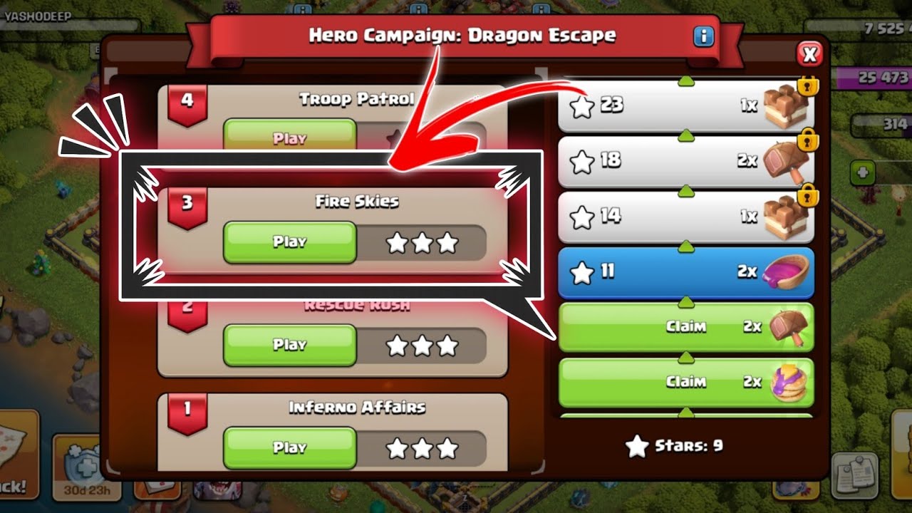 Level 3 Easy Method 🔥 | Hero Campaign: Dragon Escape Clash Of Clans ✅ FIRE SKIES COC