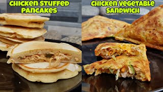 Chicken Stuffed Pancakes & Chicken Vegetable Sandwich By Nida's Cuisine