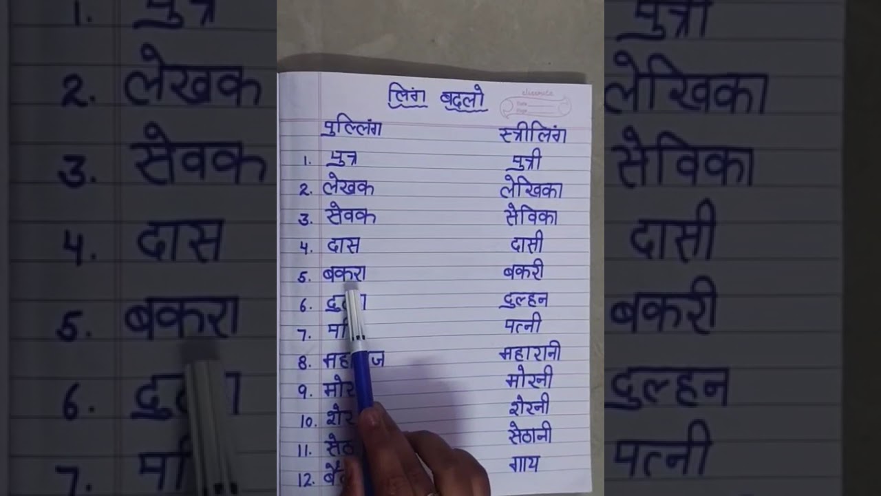 लिंग बदलो स्त्रीलिंग पुल्लिंग #CHANGE THE GENDERS