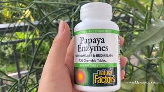 Papaya Enzymes with Amylase & Bromelain lọ 120 viên của Natural Factors - iHerb Việt Nam