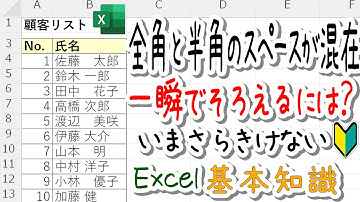 【Excel】氏名の全角半角スペースを統一する方法(初心者向け)