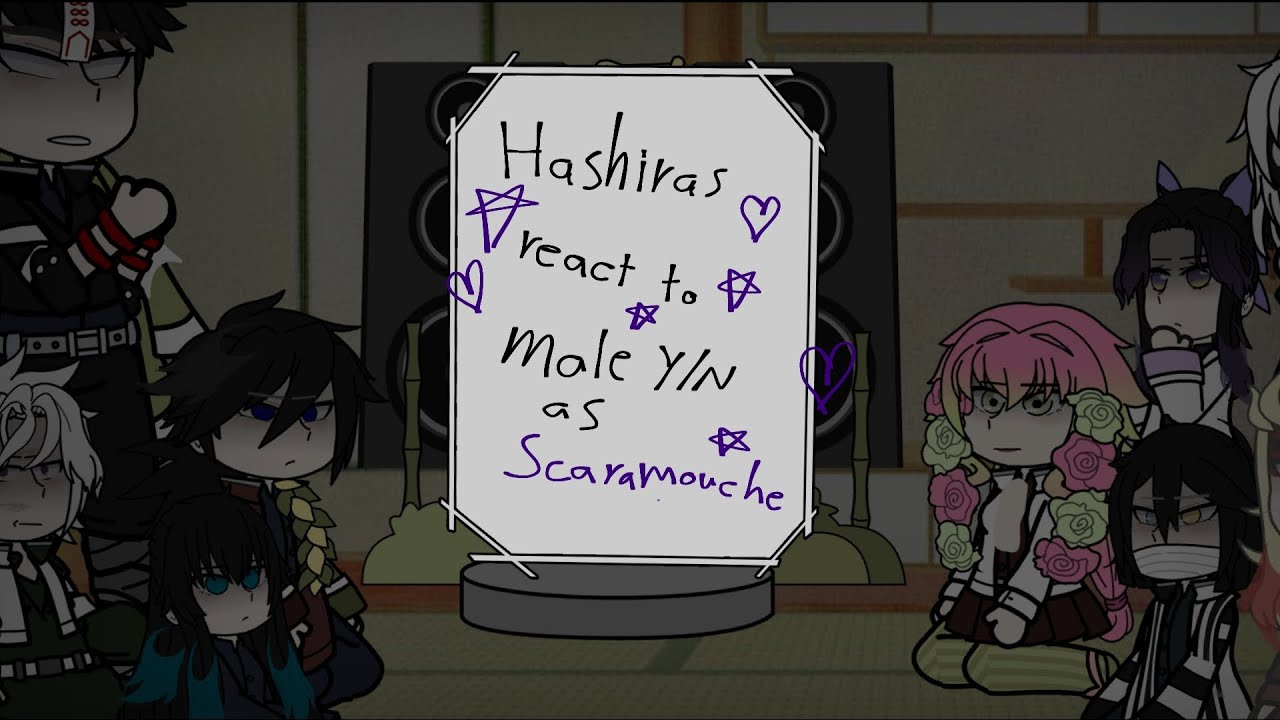 hashiras react to male Y/N as scaramuche/wanderer [1/1] bday special 🎂🎈 (re uploaded)