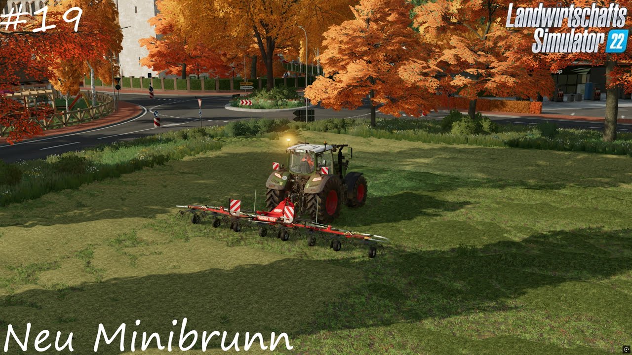 LS22 Timelapse Neu Minibrunn #19 | Gras mähen und Heu wenden.