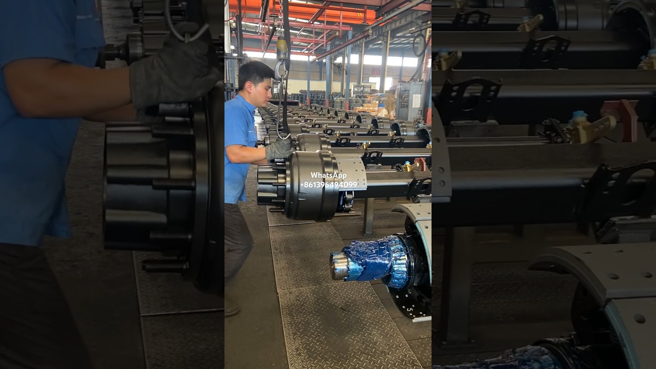 China trailer axle factory, this is the assembly process of Fuwa style 25-ton trailer axle. 