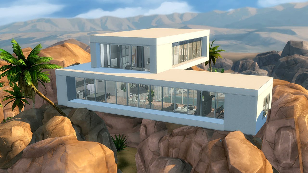MODERN CLIFF HOUSE in Oasis Springs | The Sims 4 | Stop Motion | No CC