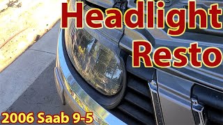 Saab 9-5 Headlight Restoration (With blue lights!)