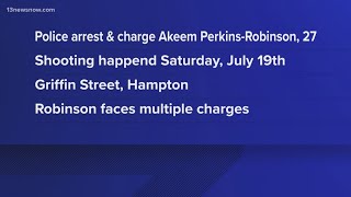 Hampton police arrest Newport News man after July shooting, carjacking