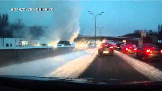 Сгорел автобус на МКАД 31-01-2015