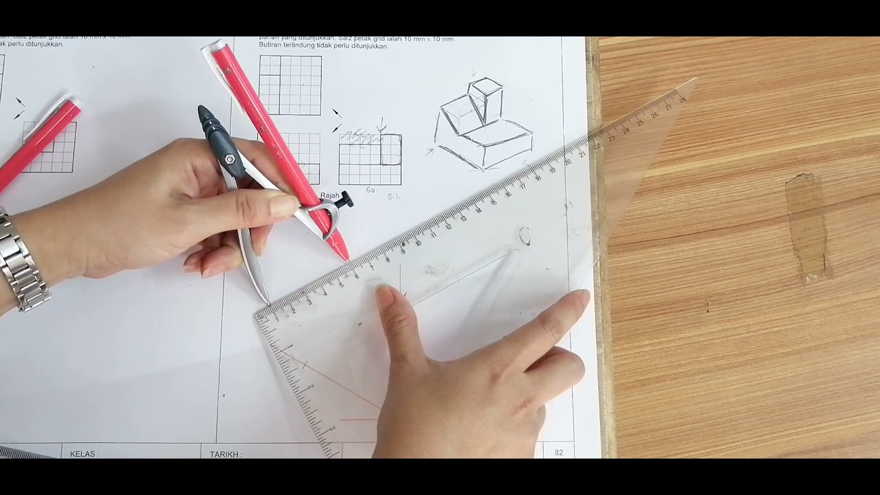 2023 lembaran Praktis GKT T4 lukisan isometri soalan 8 garis lurus
