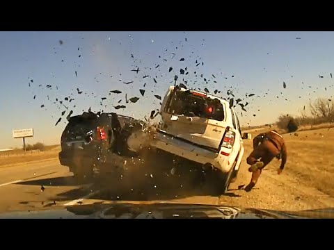 Wild Dashcam Video Shows Oklahoma Trooper Thrown From Side of Highway Crash