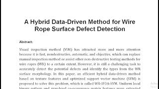 A Hybrid Data Driven Method for Wire Rope Surface Defect Detection