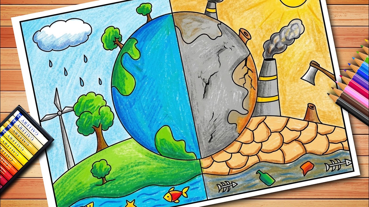 Draw Climate Inspired by Nature for Climate for our Future Drawing | Climate Change ...