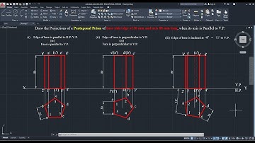 Projections of a Pentagonal Prism - Axis Parallel to V.P. using AutoCAD