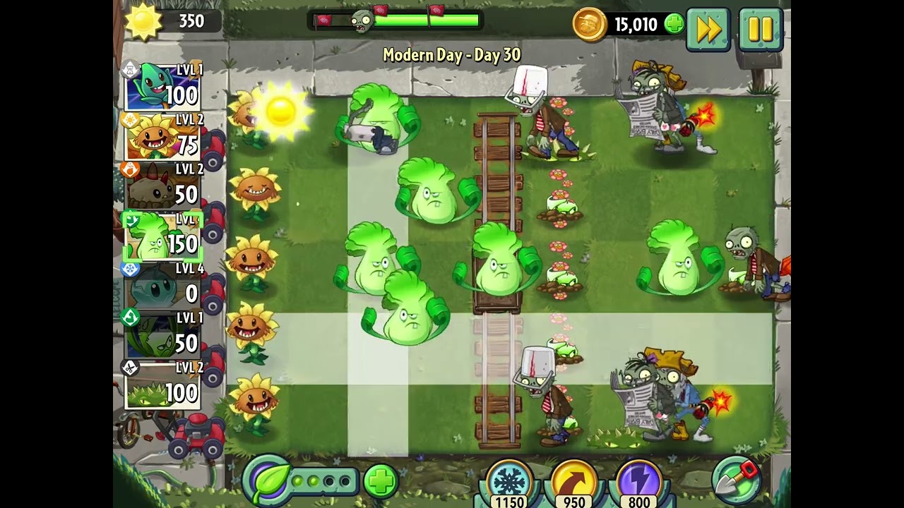 Beating pvz2 modern day day 30 free to play/world plants only