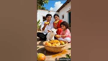 Cute baby and his family saved a hungry calf by feeding it a huge mango 😭 #ai #baby #cow #save