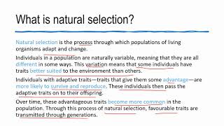 Genetic Variation: Lesson 13 - Adaptive Features - Survival - Natural Selection