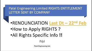 PATEL ENGINEERING RIGHTS ENTITLEMENT LETTER - HOW TO APPLY - NEXT STEPS IN RIGHTS | PATELENG-RE |