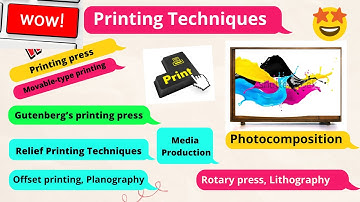 Printing Techniques, Relief printing, intaglio printing machine, Gravure printing process  ||