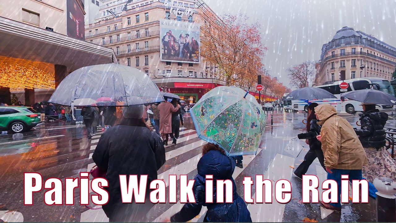 Paris, France December 2025 - Paris walk in the Rain ⎮ Paris Luxury Shopping Streets ⎮ Paris 4K HDR