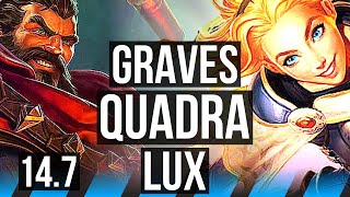 GRAVES vs LUX (MID) | Quadra, 6 solo kills, 800+ games, Dominating | BR Master | 14.7