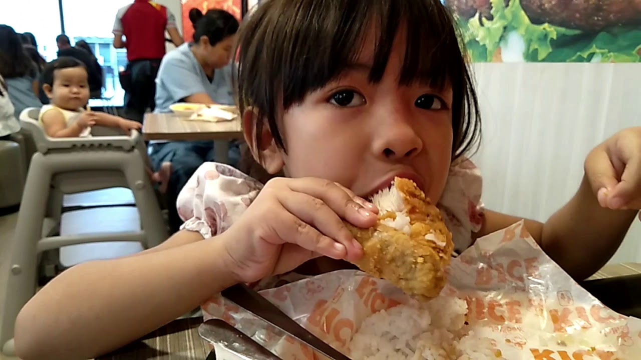 Hungry Baby Eating Fried Chicken and Rice YouTube