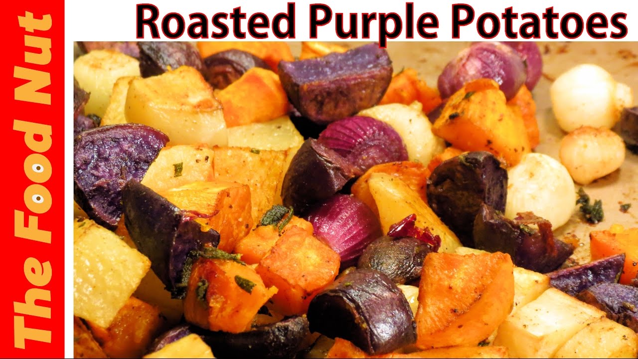 Crisp Garlic Oven Fries with Purple Potatoes - Barefeet in the Kitchen