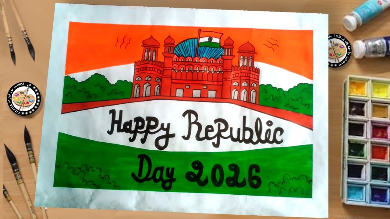 26 January 🇮🇳 Special with Colour 🎨 Painting Step by Step Painting || Happy Republic Day 🖌️ 