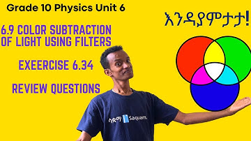 Grade 10 Physics Unit 6:6 .9 Color subtraction of light using filters ,Exercise 6.34,Review Exercise