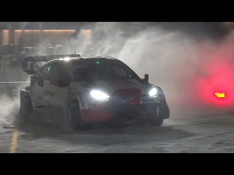 Kalle Rovanperä snow drifting donuts show with Toyota Yaris Rally 1 car - Jyväskylä Finland
